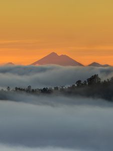 Preview wallpaper mountains, peaks, clouds, fog, distance