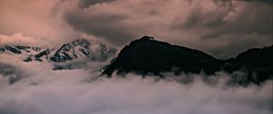 Preview wallpaper mountains, peaks, clouds, dusk, sunset