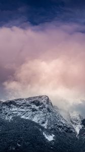 Preview wallpaper mountains, peaks, clouds, pink