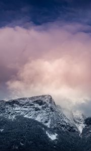 Preview wallpaper mountains, peaks, clouds, pink