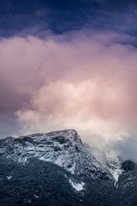 Preview wallpaper mountains, peaks, clouds, pink