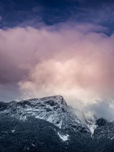 Preview wallpaper mountains, peaks, clouds, pink