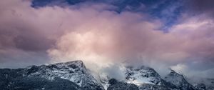 Preview wallpaper mountains, peaks, clouds, pink