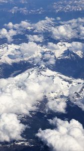Preview wallpaper mountains, peaks, clouds, snow, landscape