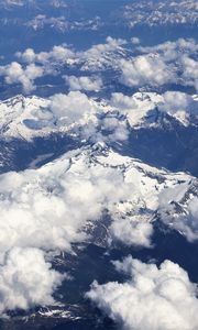 Preview wallpaper mountains, peaks, clouds, snow, landscape