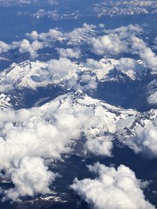 Preview wallpaper mountains, peaks, clouds, snow, landscape