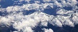 Preview wallpaper mountains, peaks, clouds, snow, landscape