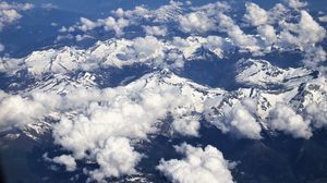 Preview wallpaper mountains, peaks, clouds, snow, landscape