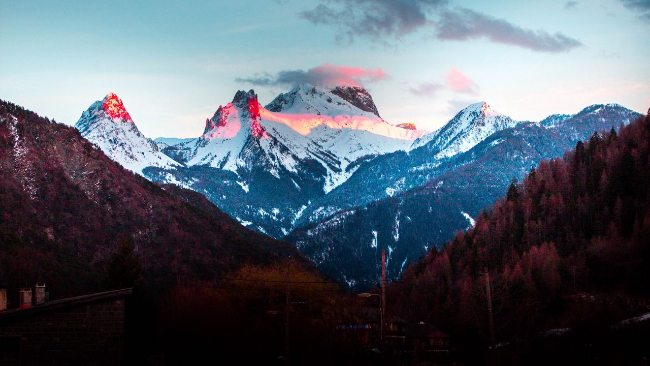 Wallpaper mountains, peaks, contrast, snowy, sky
