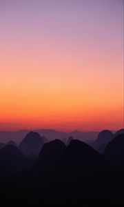 Preview wallpaper mountains, peaks, dark, dusk, landscape