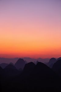 Preview wallpaper mountains, peaks, dark, dusk, landscape