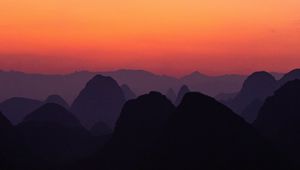 Preview wallpaper mountains, peaks, dark, dusk, landscape