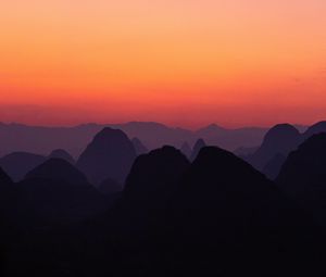 Preview wallpaper mountains, peaks, dark, dusk, landscape