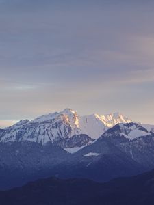 Preview wallpaper mountains, peaks, dusk, landscape, nature