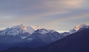 Preview wallpaper mountains, peaks, dusk, landscape, nature