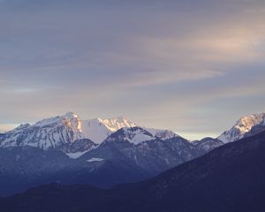 Preview wallpaper mountains, peaks, dusk, landscape, nature