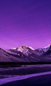 Preview wallpaper mountains, peaks, dusk, purple