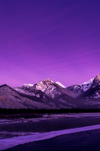 Preview wallpaper mountains, peaks, dusk, purple