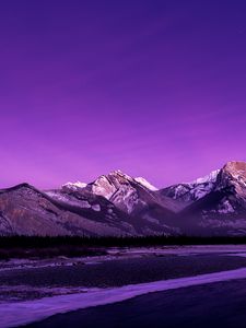 Preview wallpaper mountains, peaks, dusk, purple