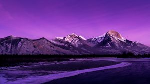 Preview wallpaper mountains, peaks, dusk, purple