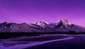Preview wallpaper mountains, peaks, dusk, purple