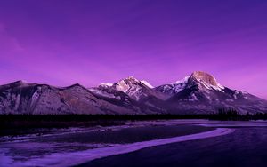 Preview wallpaper mountains, peaks, dusk, purple