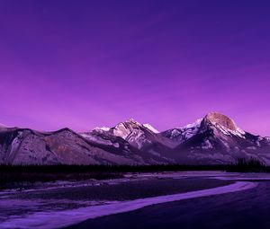 Preview wallpaper mountains, peaks, dusk, purple