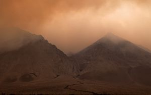 Preview wallpaper mountains, peaks, fog, sun