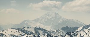 Preview wallpaper mountains, peaks, fog, snow, clouds, landscape