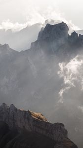 Preview wallpaper mountains, peaks, fog, clouds, mountain range