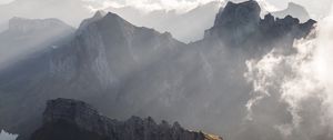 Preview wallpaper mountains, peaks, fog, clouds, mountain range