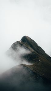 Preview wallpaper mountains, peaks, fog, slope, clouds