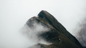 Preview wallpaper mountains, peaks, fog, slope, clouds