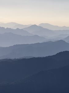 Preview wallpaper mountains, peaks, hills, fog, nature, landscape