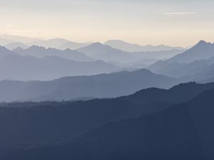 Preview wallpaper mountains, peaks, hills, fog, nature, landscape