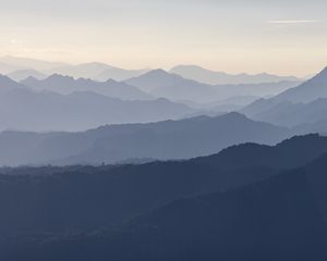 Preview wallpaper mountains, peaks, hills, fog, nature, landscape