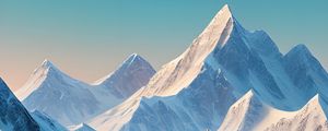 Preview wallpaper mountains, peaks, landscape, art, snow, lake