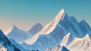 Preview wallpaper mountains, peaks, landscape, art, snow, lake