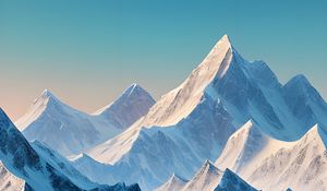 Preview wallpaper mountains, peaks, landscape, art, snow, lake