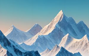 Preview wallpaper mountains, peaks, landscape, art, snow, lake