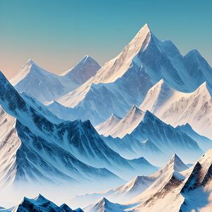 Preview wallpaper mountains, peaks, landscape, art, snow, lake