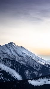Preview wallpaper mountains, peaks, landscape, trees, snow, mountain range