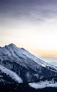 Preview wallpaper mountains, peaks, landscape, trees, snow, mountain range