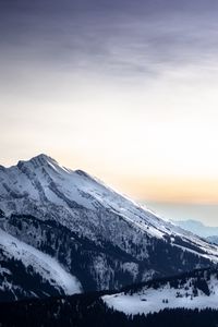 Preview wallpaper mountains, peaks, landscape, trees, snow, mountain range