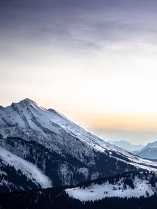 Preview wallpaper mountains, peaks, landscape, trees, snow, mountain range