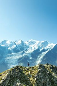 Preview wallpaper mountains, peaks, man, loneliness, height, nature