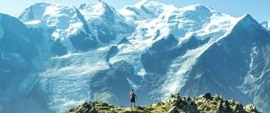 Preview wallpaper mountains, peaks, man, loneliness, height, nature
