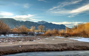 Preview wallpaper mountains, peaks, plants, river