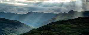 Preview wallpaper mountains, peaks, rays, relief