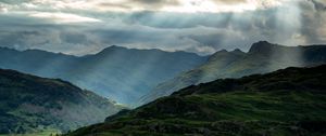 Preview wallpaper mountains, peaks, rays, relief